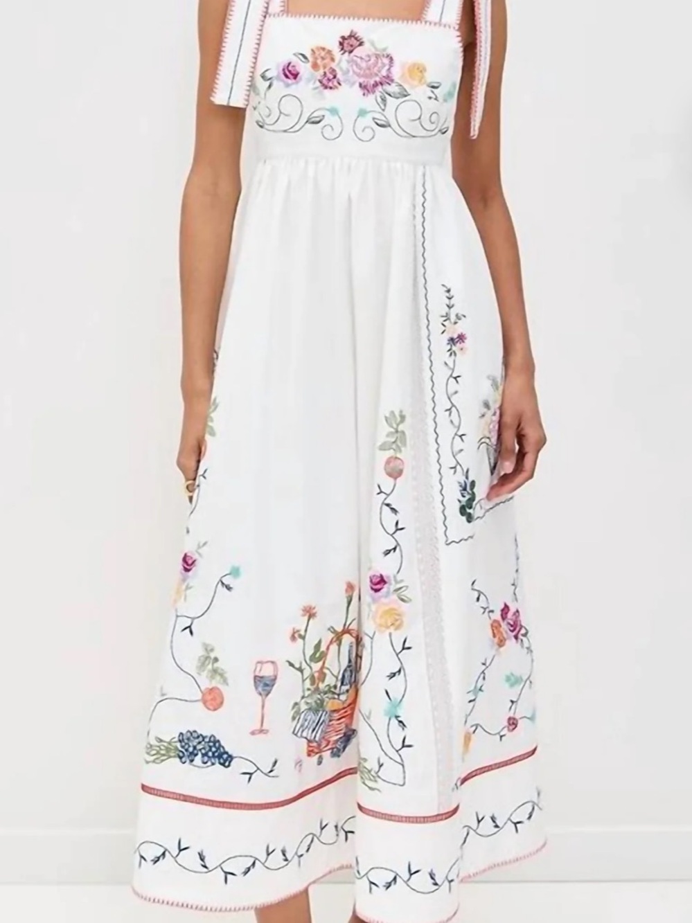 NWT Hunter Bell Women’s Stefy Steffy Embroidered Sun Dress Size 6 Tie Shoulder - Picture 6 of 16